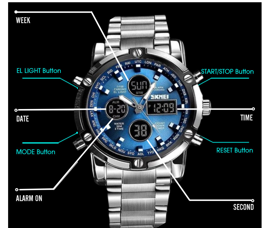 SKMEI DUAL TIME MEN'S WATCH