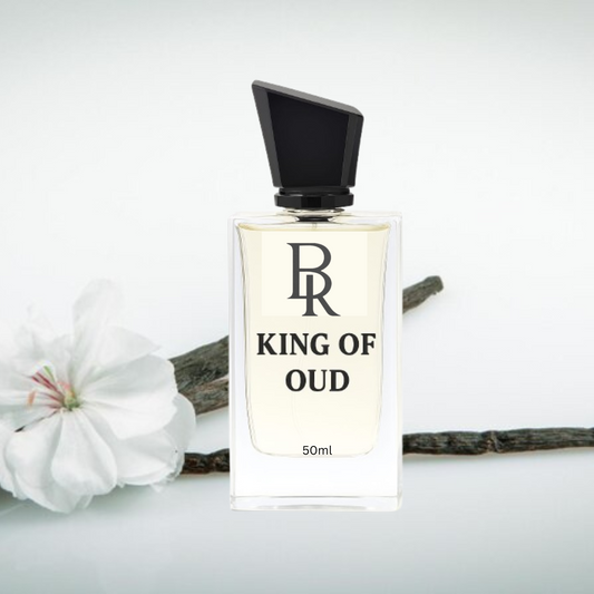 Elegant bottle of King of Oud perfume, infused with rich white oud notes, perfect for a bold and luxurious fragrance experience.